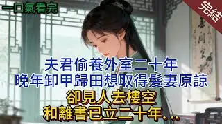 夫君偷養外室二十年，晚年卸甲歸田想取得髮妻原諒，卻見人去樓空，和離書已立二十年. ..#小说 #小说推荐 #完結 #古言 #爽文 #大女主