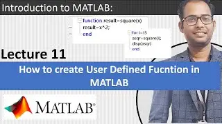 Lecture 11 || User Defined function in MATLAB- part 1