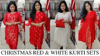 🎄 Christmas Collection 2025 | Red & White Kurtis & Top Bottom Sets 🎄Part 2 @TrendzAlappuzha