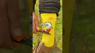 Survival Skills: Started a fire from his Sock in the Forest 🧦🔥 #survival #camping #outdoors