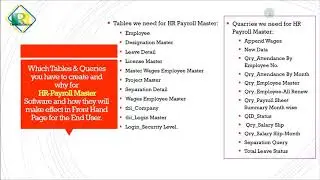 13. MS Access - Tables & Queries you have to create and why for HR Payroll Master Software-Hindi