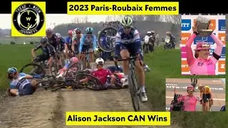 Alison Jackson Wins | 2023 Paris-Roubaix Femmes | Favourites crash | 5-Up Velodrome Sprint