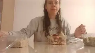 VEGAN FOOD: seitan, rice, vegetables, cream veggies, hummus - amsr - no talking - eating video