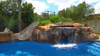 Bold Freeform Pool with Vegas Vibes