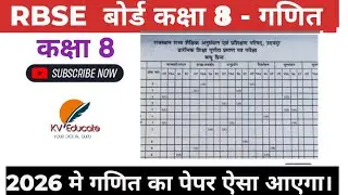 RBSE class 8 board maths Blue print 2025 - 26 । Rajasthan board class 8 maths Blue print l