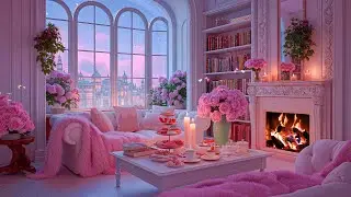 Warm Winter Fireplace & Peaceful Piano, Romantic Ambience❄️Snowfall for Sleeping, Studying & Healing