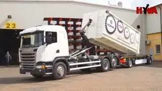Работа крюкового погрузчика(мультилифта) HyvaLift TITAN на шасси Скания