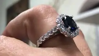 Platinum Sapphire Oval CZ Princess Di's Ring Imitation