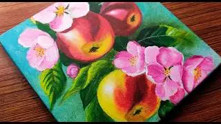 🍎 Apple Blossom Still Life Painting | Easy Acrylic Painting for Beginners 🎨