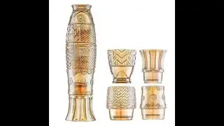 Fish Design Drinking Glasses, Stackable Drinking Glasses, Colored Beverage Glass, Set Of 4, Amber
