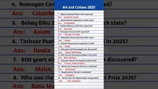Art and Culture | All Art and Culture current affairs | Important Art and Culture 2025 | current gk