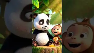 Panda Says Good Morning 🌞 | Cute Panda & Baby Monkey Short 🐼🐵 #shorts  #monkey