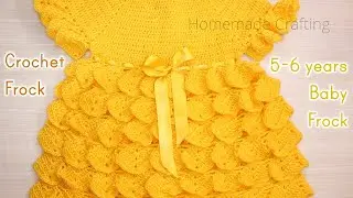 Crochet 5-6 years old Baby Woolen Frock | Crochet frocks for girls