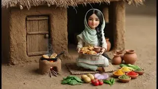 Beautiful Miniature Doll Makes Crispy Pakoras & Milk Tea ASMR | Village Tiny Kitchen Story