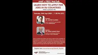 AMP Webtalk - Career Opportunities in EU Countries By Mr. Danish Nadeem & Mr. Imran Ahmad Khan