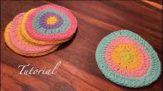 Crochet Easy Easter Egg Coasters 🐣 Scrap Yarn Project 🧶H&aelig;kle s&oslash;de &aelig;ggeformede glasbrikker til p&aring;ske🌷