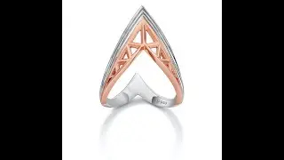 Designer V -shape Platinum & Rose Gold Cocktail Ring for Women JL PT 967 - Jewelove