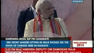 Narendra Modi speaks at his rally in Kolkata