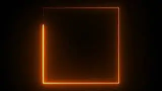 Golden Neon Square Shape Glowing Lights Frame Animation Seamless Loop    | No Copyright