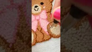 make a teddy bear mug rug with me🧸🎀 #punchneedle #mugrug  #craftideas #relaxinghobby #hobbycraft