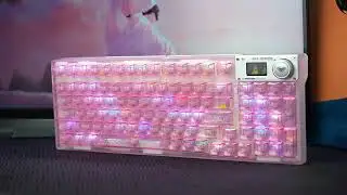 AULA Transparent White Wireless Mechanical Keyboard 🤍 RGB | Smart Screen & Knob Experience