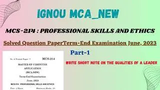 IGNOU MCA | MCS 214 Important Questions |  Professional Skills and Ethics |(For TEE ) #ignou #study