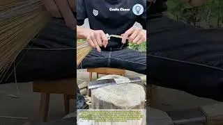 Handy bamboo craft: making traditional bamboo broom crafting with bamboo straw with precision