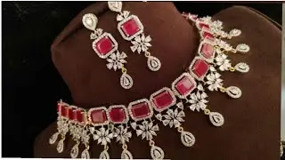latest cz ruby emerald pearl choker necklace designs|trending collections