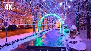 A Christmas stroll through the city center of Stavropol Russia4K