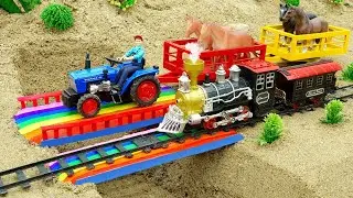 Double Bridge Construction Vehicles Concrete, Road Roller,Train,Transporting Cars | COAS Toys TV