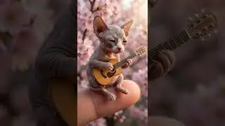 Tiny Sad Cat Playing Guitar &ndash; Will You Cheer This Sphynx Up? #ai