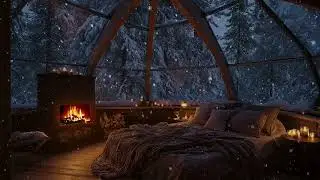 Winter Night Piano ❄️ Cozy Fireplace & Soft Snow | 3 Hours Peaceful Study