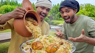 SPICY HANDI CHICKEN BIRYANI 🍗 DESI STYLE RECIPE COOKING AND EATING CHICKEN WITH JUICY LEG PIECES
