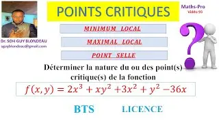 Nature du point critique, minimum local 2, maximum local, point selle, point col