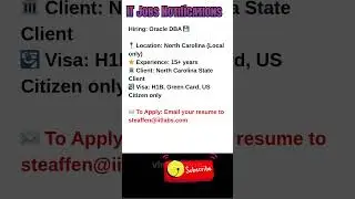 Oracle DBA Job in North Carolina Oct 10, 2025