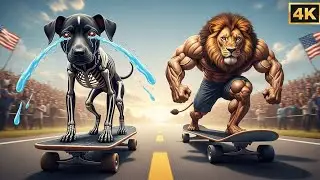 Skeleton Black Puppy vs Bodybuilder Polar Bear 🔥 INSANE USA Motorbike Race