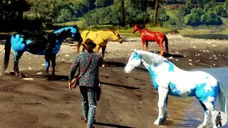 Arthur Morgan Spots Colorful and Unique American Paint Horses on the Islands Near Braithwaite Manor