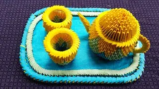 how to make 3D origami Tea Cup tutorial #diy #papercraft #origami #3dorigami #handmade