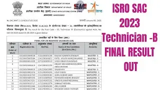ISRO SAC 2023 Technician Final Result out. #itijobs #isro #technician #result