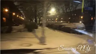 Snowing Views from Bus with Snow Chains Red Hook Brooklyn NY 2026