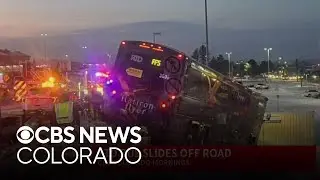 RTD bus partially slides off Highway 36 during snowfall