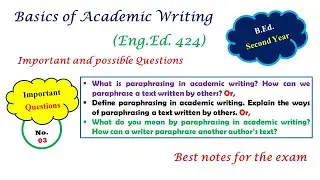 Important Question No. 3 | Basics of Academic Writing | B.Ed. Second Year | TU Exam | Surya Sanwa