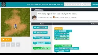 Solution Star Wars building a Galaxy at code.org- Answer to every level or phase #Hourofcode