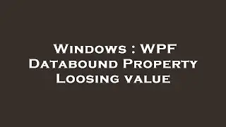 Windows : WPF Databound Property Loosing value