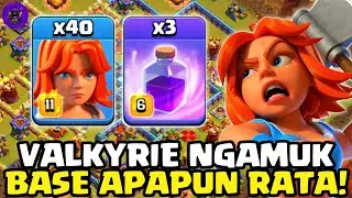 OP PARAH‼️ SAYA WAR MENGGUNAKAN 40 VALKYRIE VS TH16 MAX - BASE APAPUN RATA | CLASH OF CLANS