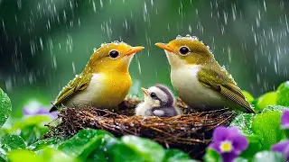 🌧️ Фортепианная музыка с успокаивающим дождем и пением птиц ~ 100% снижает стресс и успокаивает у...