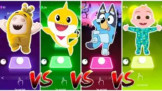 Oddbods Bubbles 🆚 Baby Shark 🆚 Bluey Bingo 🆚 Cocomelon. 🎶 Tiles Hop EDM Rush!