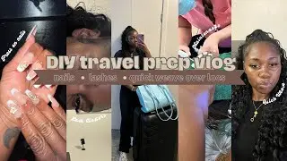 Travel Prep Vlog: DIY nails + DIY lashes + quick weave over locs #diymaintenance