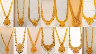 Lightweight gold haram wonderful designs with weight | latest gold long haram collections 2025 