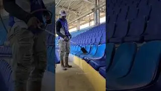 This is how stadium seats are cleaned